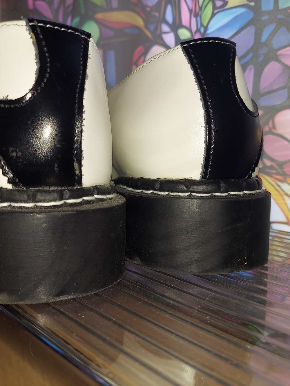 T.U.K Womens Black & White Cat Mary Jane Shoes Size 9 - Picture 9 of 16